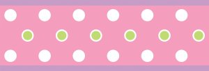 Green & White Polka Dot Wall Border Decal w/ Pink Bg - Art Stickers Room Decor