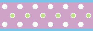 White & Green Polka Dot Wall Border Decal w/ Purple Bg - Art Stickers Room Decor