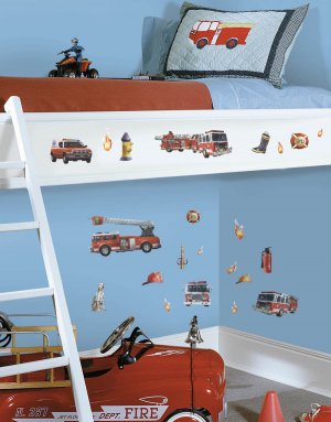 Fire Brigade Wall Decals - Removable Art Stickers for Boys Kids Room Decor