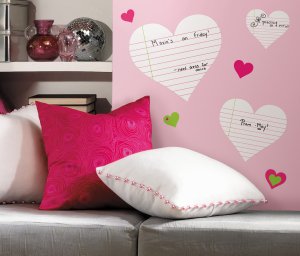 Heart Notepad Dry Erase Wall Decals - Removable Art Stickers Room Decor