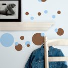 Blue & Brown Polka Dot Wall Decals - Removable Art Stickers Room Decor