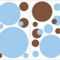 Blue & Brown Polka Dot Wall Decals - Removable Art Stickers Room Decor