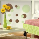 Green & Brown Polka Dot Wall Decals - Removable Art Stickers Room Decor