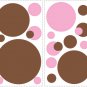 Pink & Brown Polka Dot Wall Decals - Removable Art Stickers Room Decor