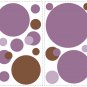 Purple & Brown Polka Dot Wall Decals - Removable Art Stickers Room Decor