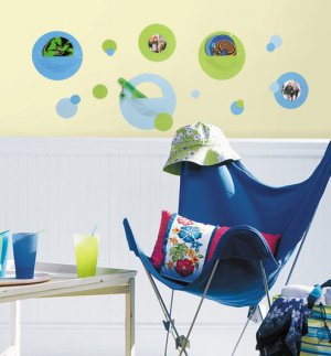Wallpockets - Blue & Green Polka Dot Wall Decals - Vinyl Art Stickers Room Decor