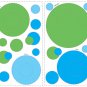 Wallpockets - Blue & Green Polka Dot Wall Decals - Vinyl Art Stickers Room Decor