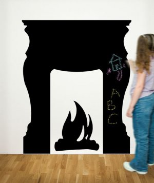Fireplace Chalkboard Wall Decals - Removable Art Stickers Room Decor