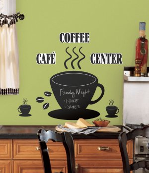 Coffee Cup Chalkboard Wall Decals - Removable Art Stickers Room Decor