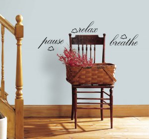 Pause, Relax ,Breathe Wall Decals Quote - Art Stickers Room Decor