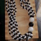 80's Vintage Black and White Bead Necklace