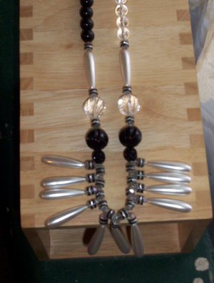 Vintage Funky Black, White and Silver Necklace