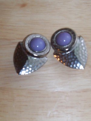 80s Vintage Lavender and Silver Earrings