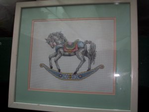 Framed Carousel Horse Cross Stitch