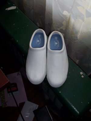 NWT White Leather Slip Ons