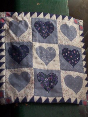 Amish Style Blue Heart Pad or Wall Hanging