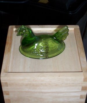 Green Glass Hen