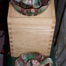 Vintage Brown and Green Ceramic Candle Stick Holders