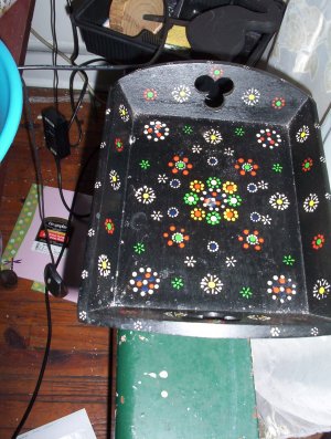 Black Painted Tray with Polka Dots