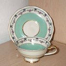 Royal Bayreuth Bavaria - Green w/ Purple Flowers - Cup and Saucer