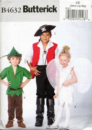 Costume sewing pattern ROBIN HOOD, PIRATE, FAIRY Butterick B4632 new