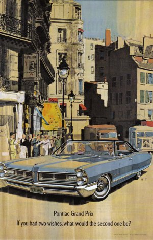 1965 PONTIAC GRAND PRIX Vintage Auto Print Ad