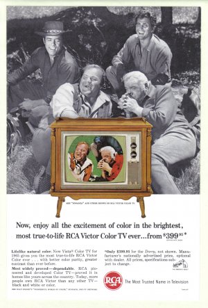1965 RCA TV Bonanza Lorne Green Vintage Print Ad