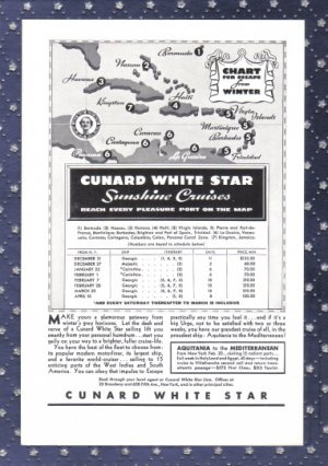 1936 CUNARD White Star Line Vintage Advertisement