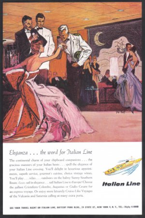1958 ITALIAN Line Cruise Vintage Advertisement