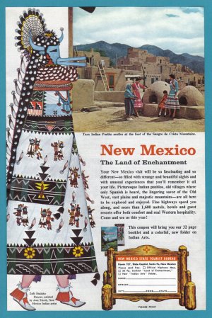 1950's New Mexico Travel Vintage Print Advertisement
