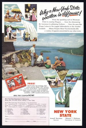 1957 New York Travel Vintage Print Advertisement
