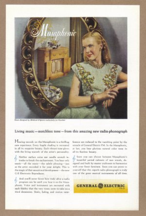 1946 G-E Musiphonic Radio Phonograph Vintage Print Ad