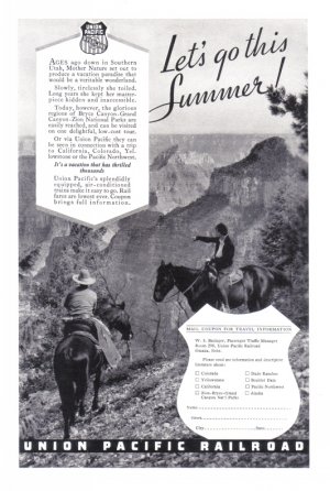 1936 Union Pacific Railway Vintage Travel Print Ad