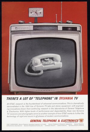 1963 GTE Phone & SYLVANIA TV Vintage Print Ad