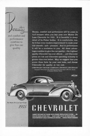 1935 CHEVROLET Vintage Auto Print Ad