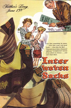 1947 Original Interwoven Socks FATHER'S DAY Vintage Print Ad