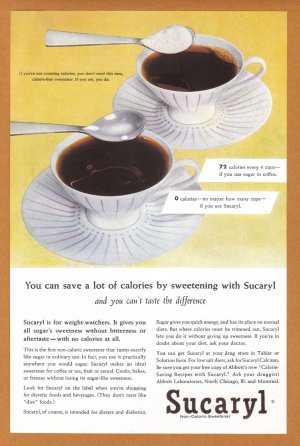 1956 SUCARYL SWEETNER Vintage Print Ad