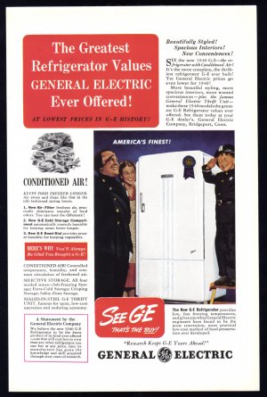1940 G-E REFRIGERATOR Vintage Print Ad