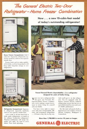 1948 G-E REFRIGERATOR Vintage Print Ad
