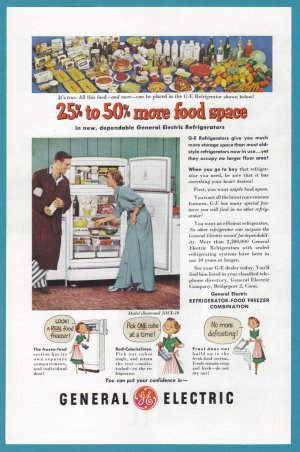 1951 G-E REFRIGERATOR Vintage Print Ad
