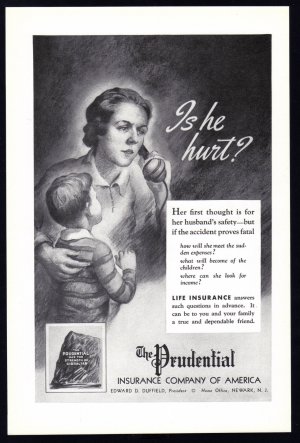 1937 PRUDENTIAL INSURANCE Vintage Print Ad