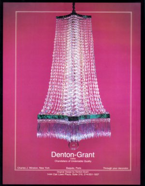 1979 CHANDELIERS by DENTON GRANT Vintage Magzine Ad