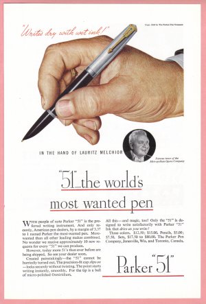 1946 PARKER PEN Vintage Magazine Print Ad