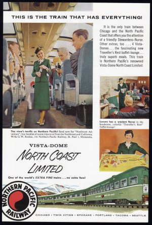 1956 NORTH COAST RAILROAD Vintage Print Ad
