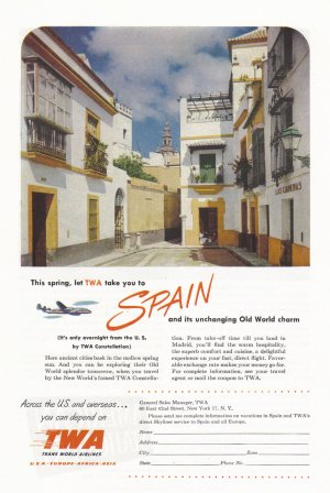 1951 TWA AIRLINES Vintage Print Ad