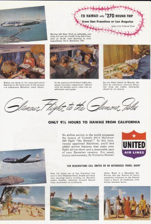 1948 UNITED AIRLINES Vintage Print Ad