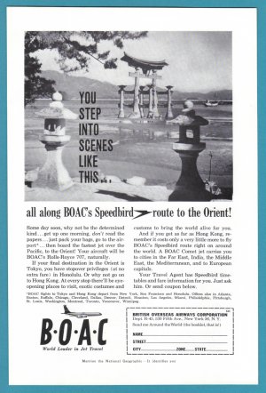 1960 BRITISH AIRWAYS Vintage BOAC Print Ad