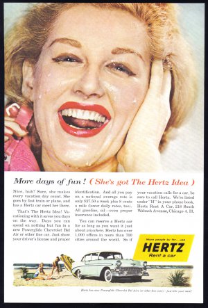 1956 HERTZ Rent A Car Vintage Print Ad