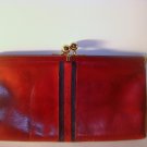 Red Striped Leather Clutch
