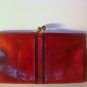 Red Striped Leather Clutch